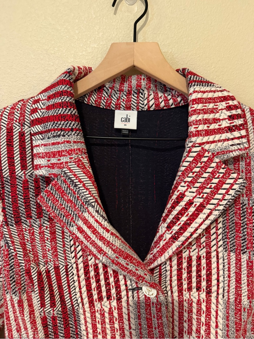 Cabi Patchwork Blazer #6028 Red Preppy Office Work Career - Picture 3 of 8